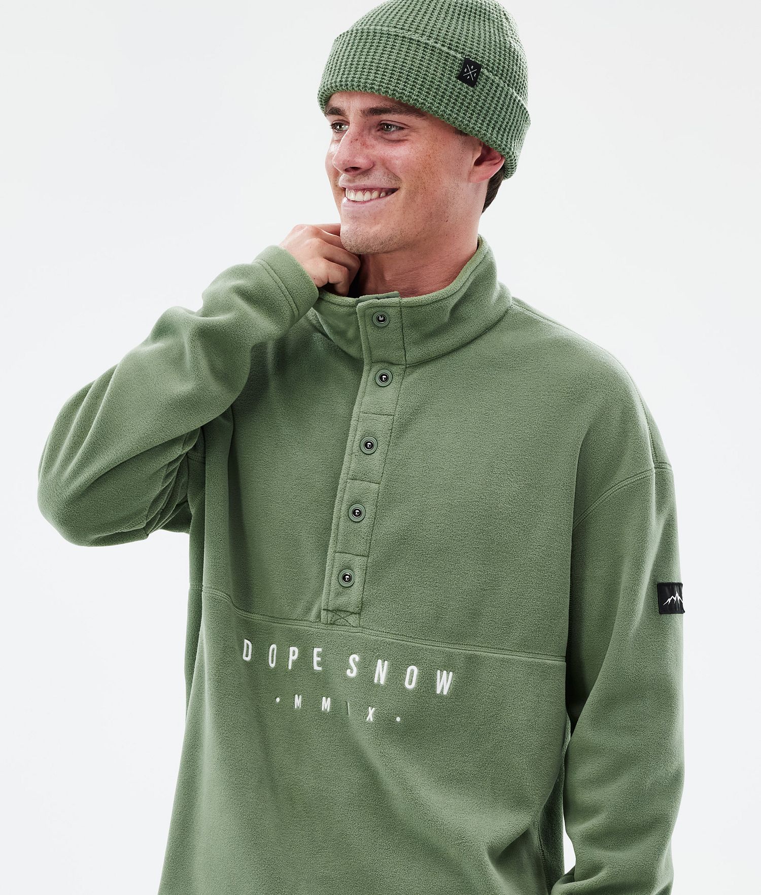 Pull-over doux en polaire homme, vert mousse