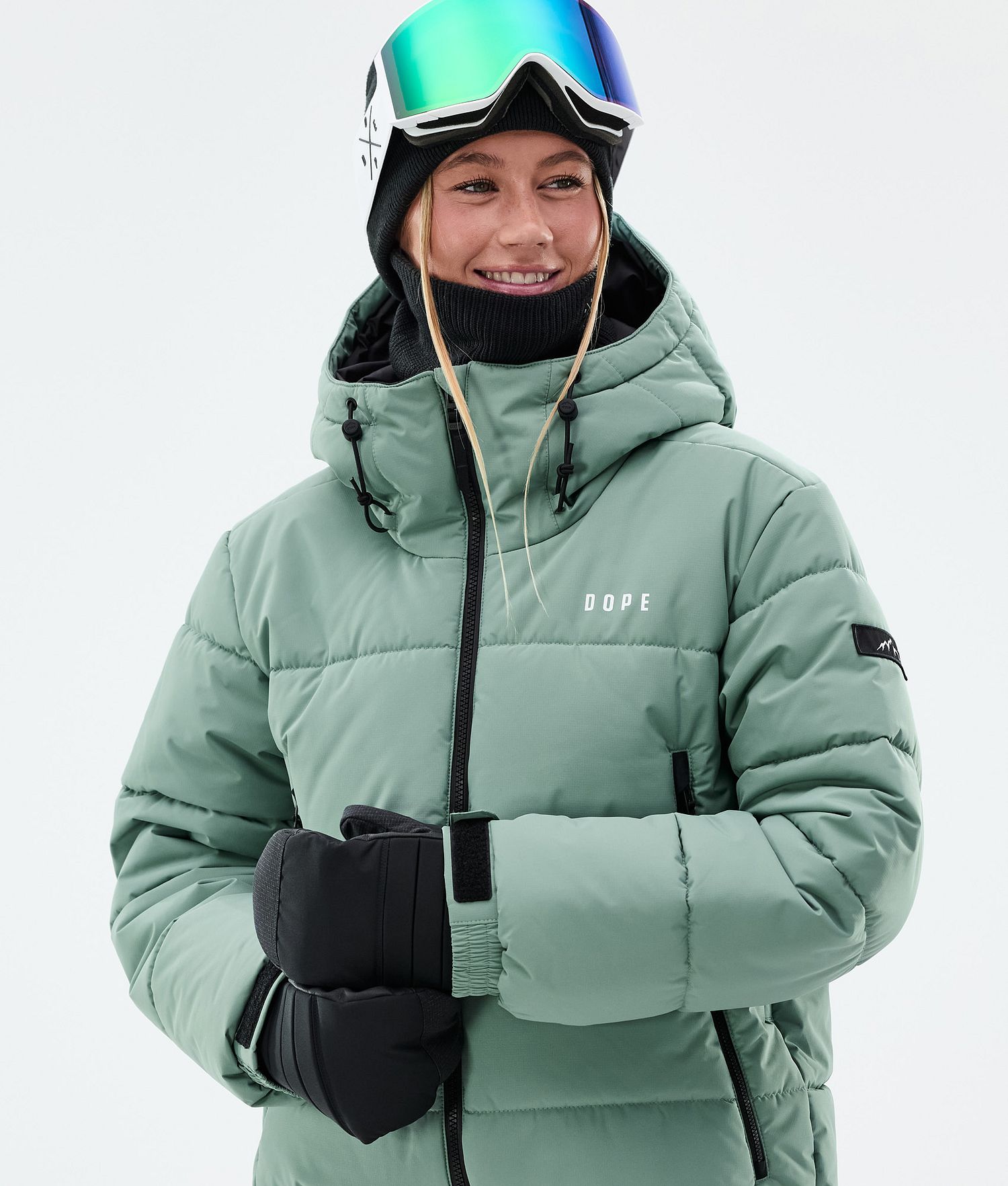 Dope Puffer W Full Zip Snowboard Jacket Femme Vert Foncé