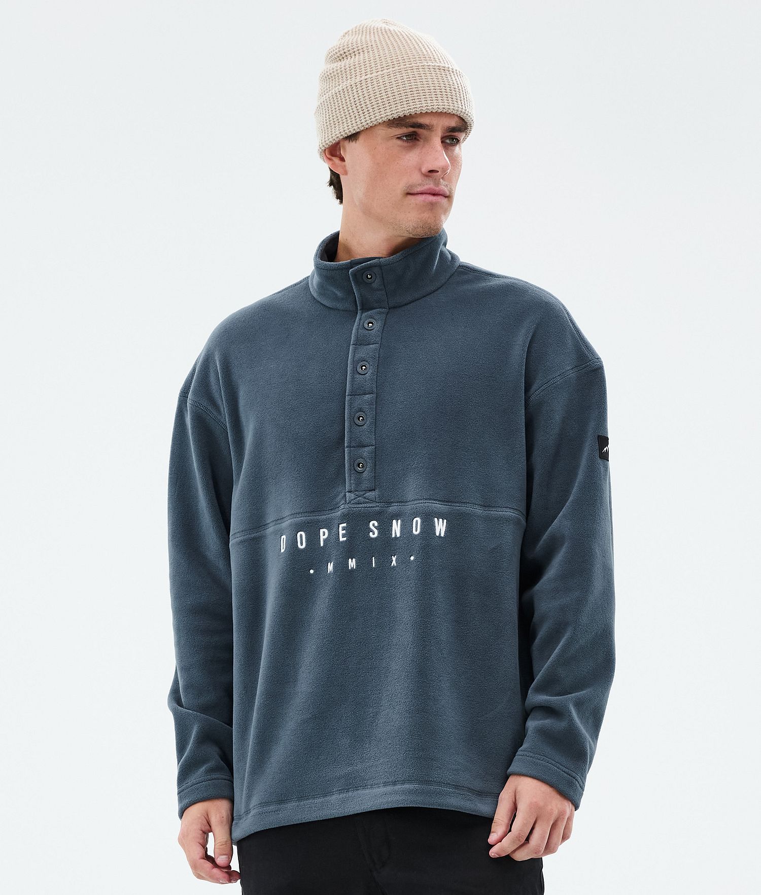 Pull-over doux en polaire homme métal bleu