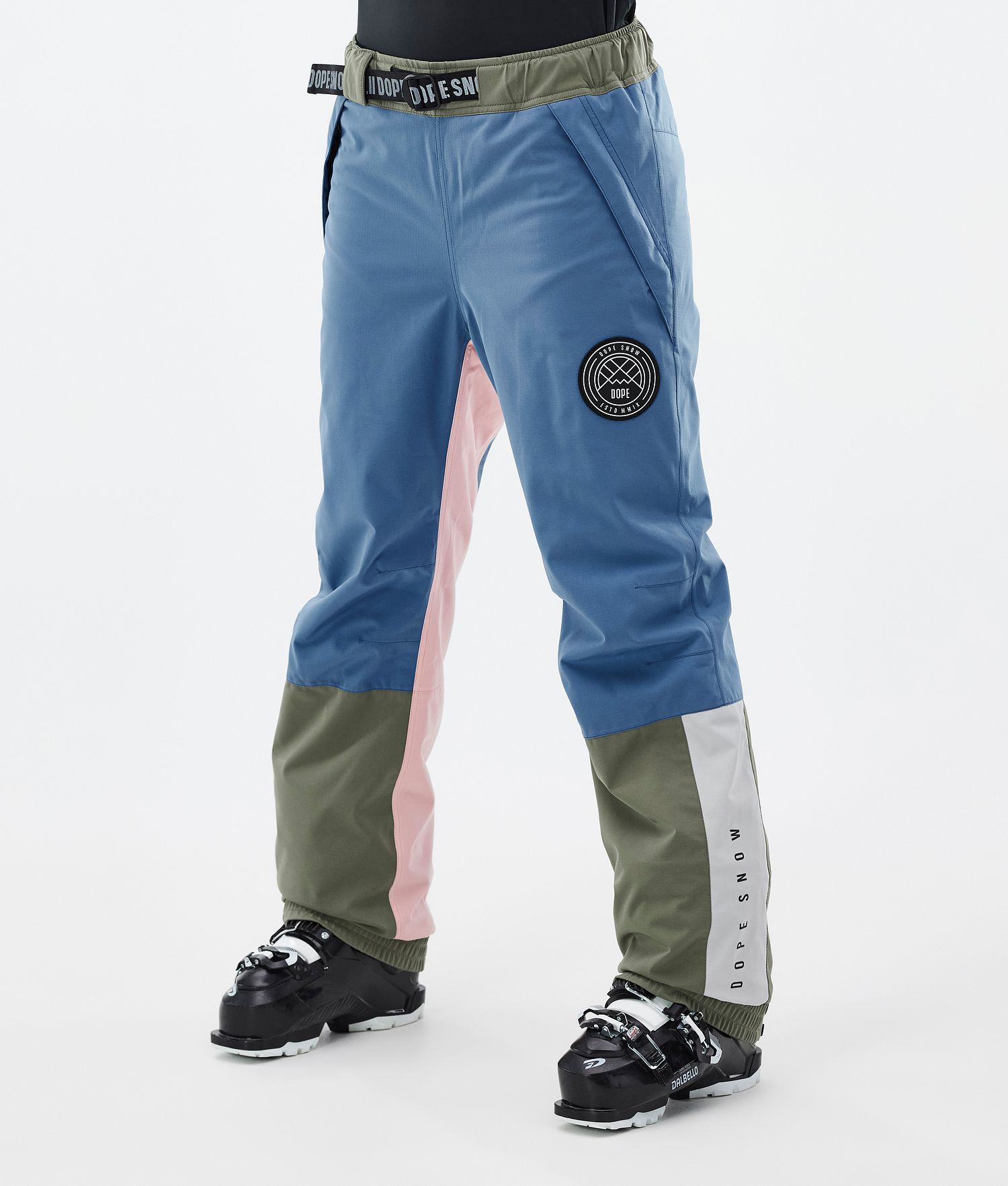 Pantalons de ski Dope Blizzard Track Femme Bleu Acier/Light Gris/Pink Doux/Verte