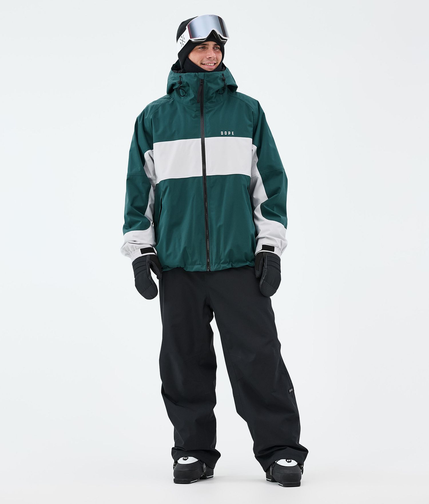 Dope Spartan Veste de Ski Homme Rayures Vert Bouteille/Gris Clair