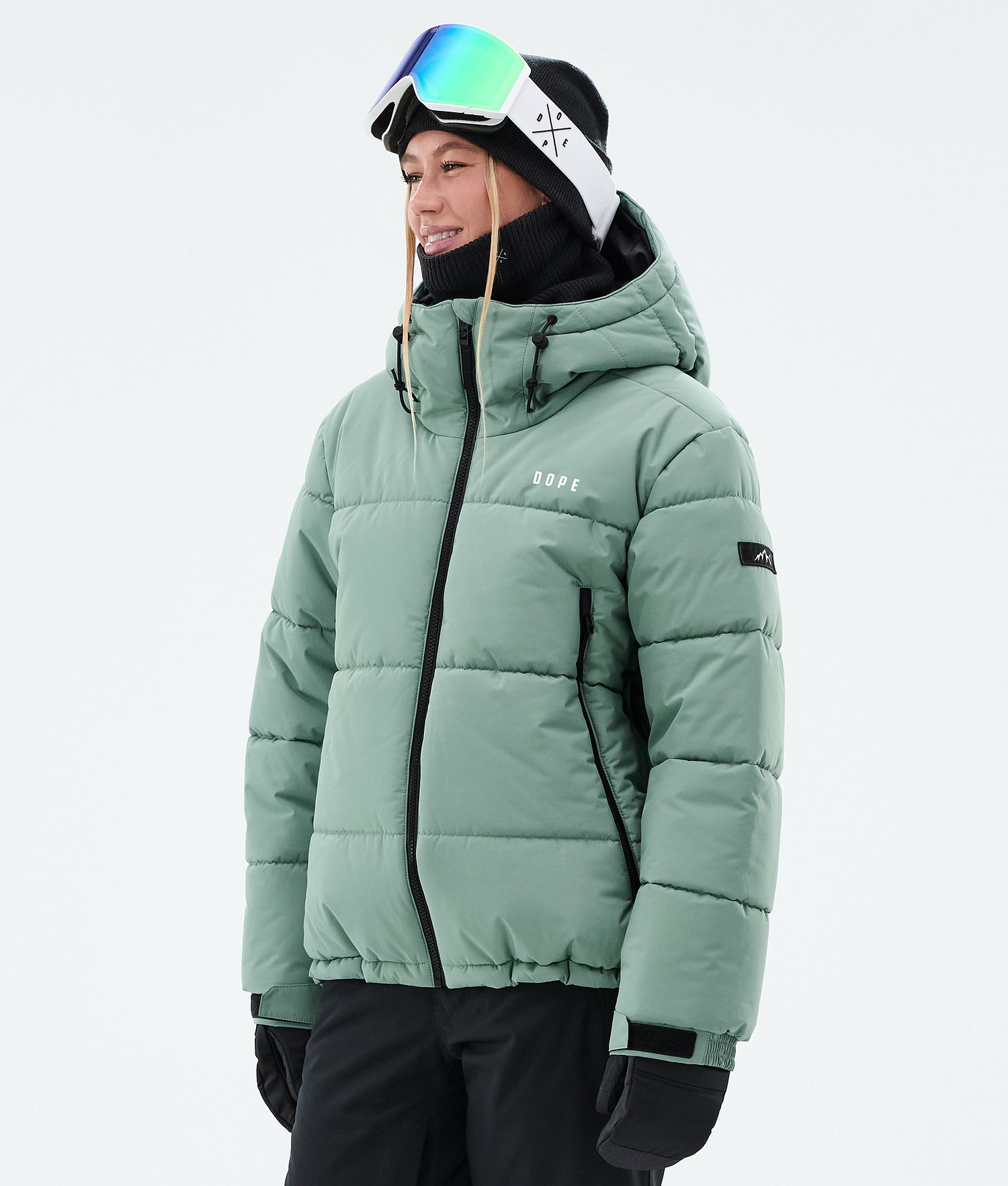 Dope Puffer W Full Zip Snowboard Jacket Femme Vert Foncé