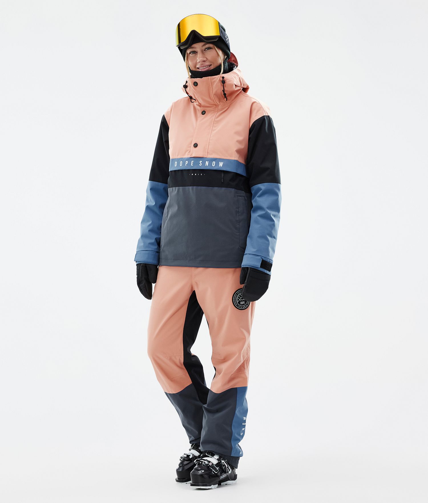 Pantalons de ski Dope Blizzard Track Femme Faded Peach/Bleu Acier/Noir/Bleu Métal