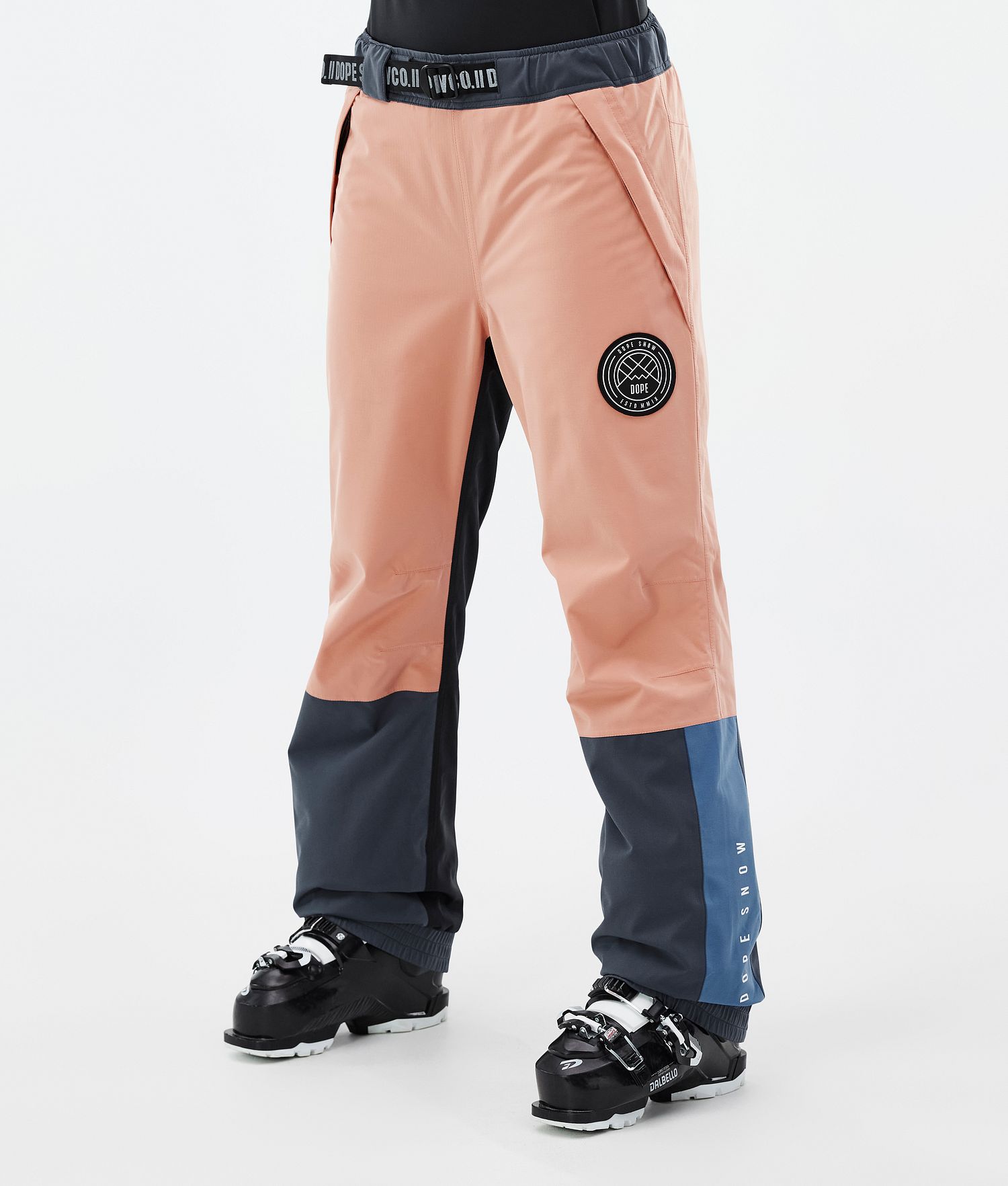 Pantalons de ski Dope Blizzard Track Femme Faded Peach/Bleu Acier/Noir/Bleu Métal