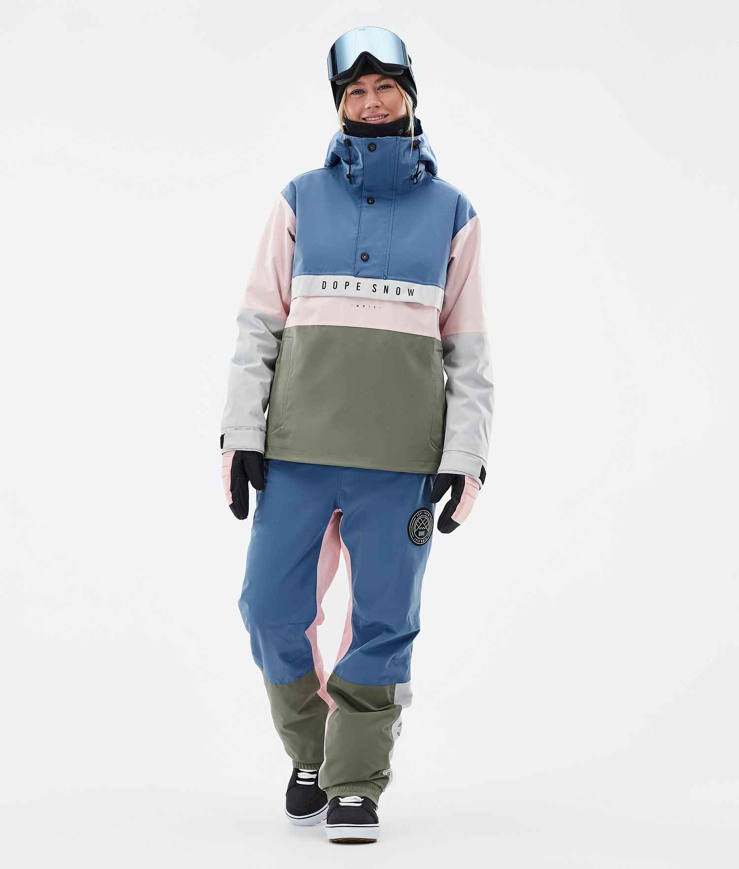 Dope Legacy Track W Snowboard Jacket Femme Bleu Acier/Light Gris/Pink Doux/Vertâtre