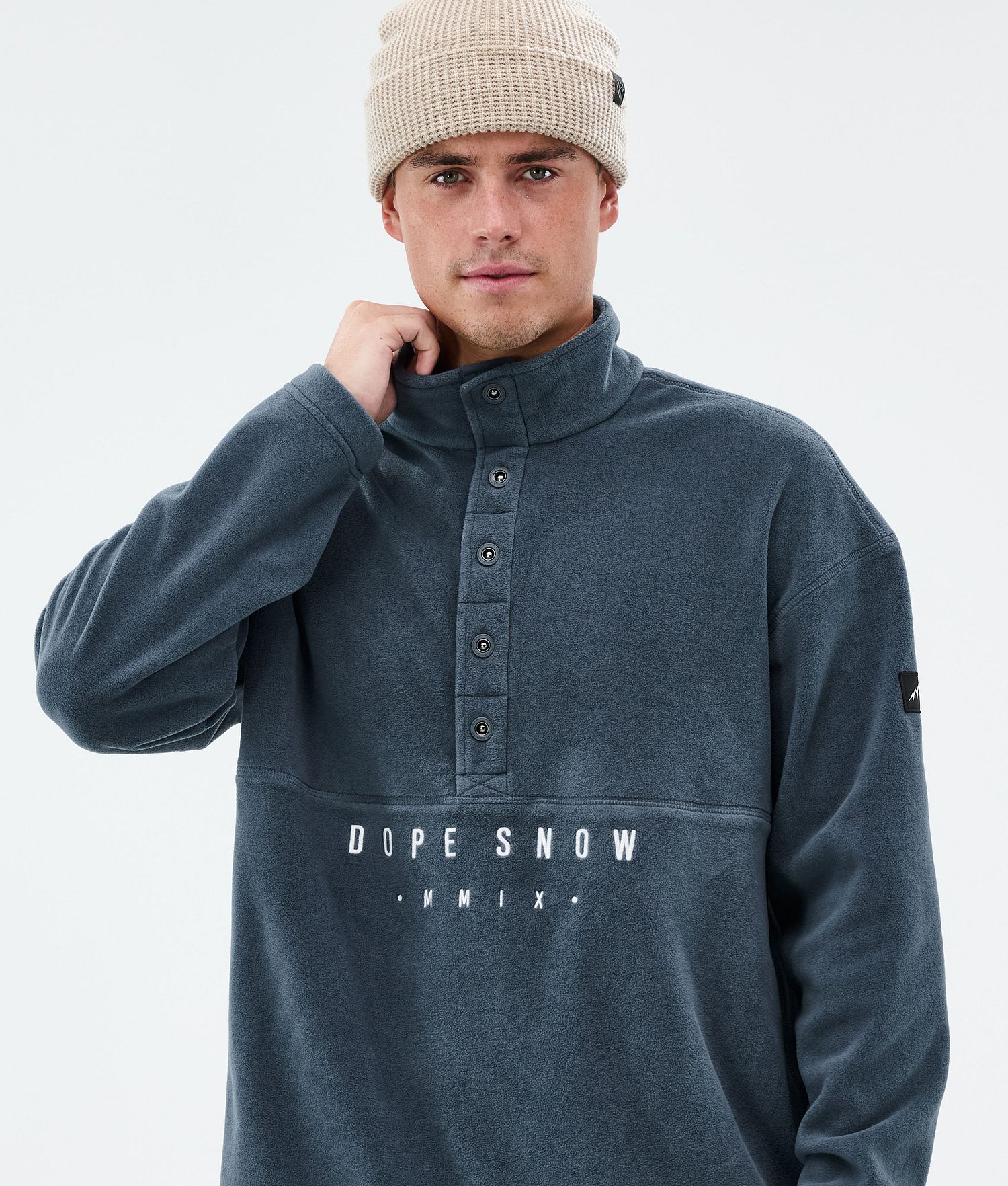 Pull-over doux en polaire homme métal bleu
