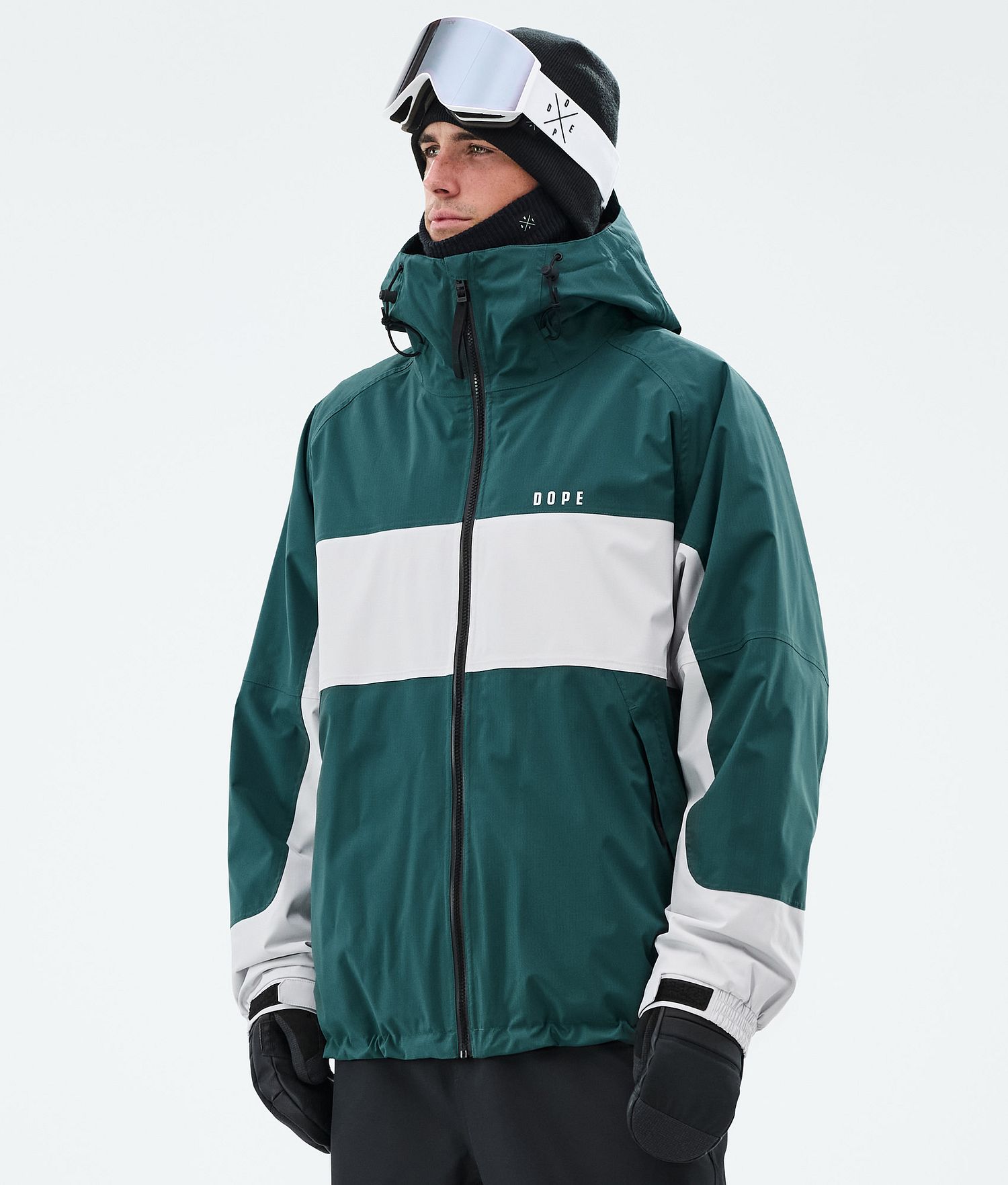 Dope Spartan Veste de Ski Homme Rayures Vert Bouteille/Gris Clair