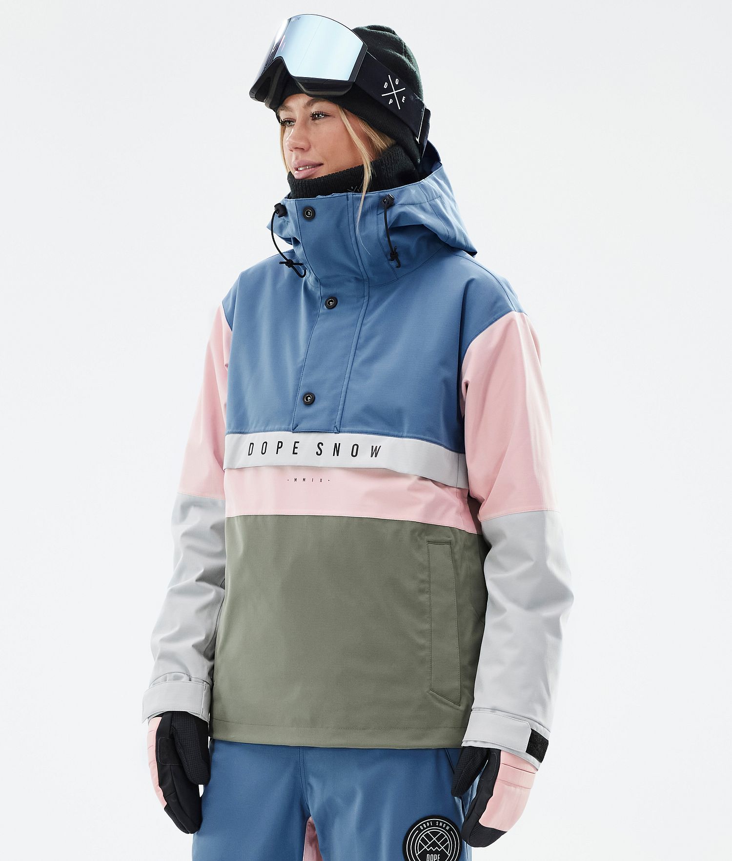 Dope Legacy Track W Snowboard Jacket Femme Bleu Acier/Light Gris/Pink Doux/Vertâtre