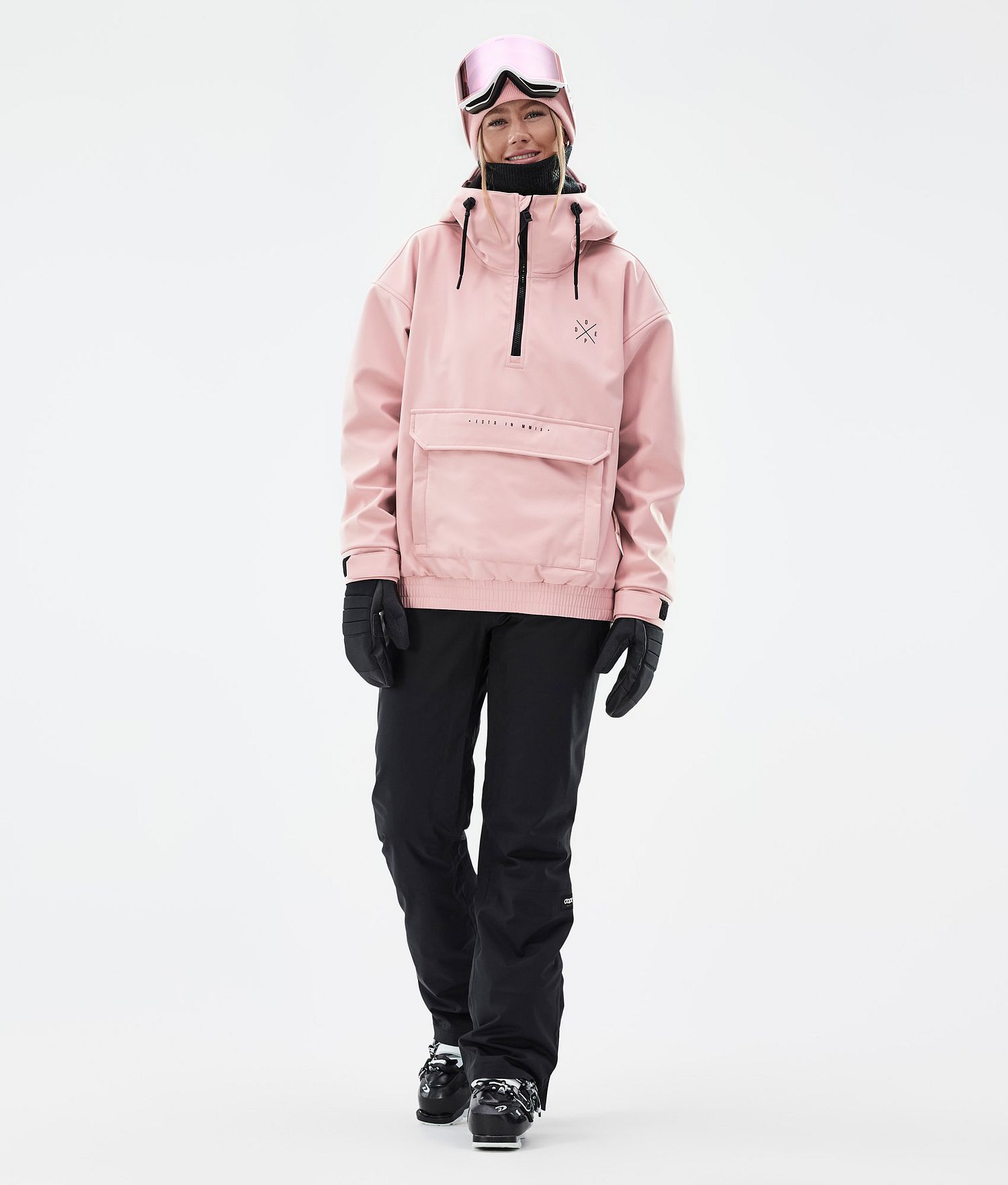 Combinaison de ski Cyclone W pour femme rose poudré/noir