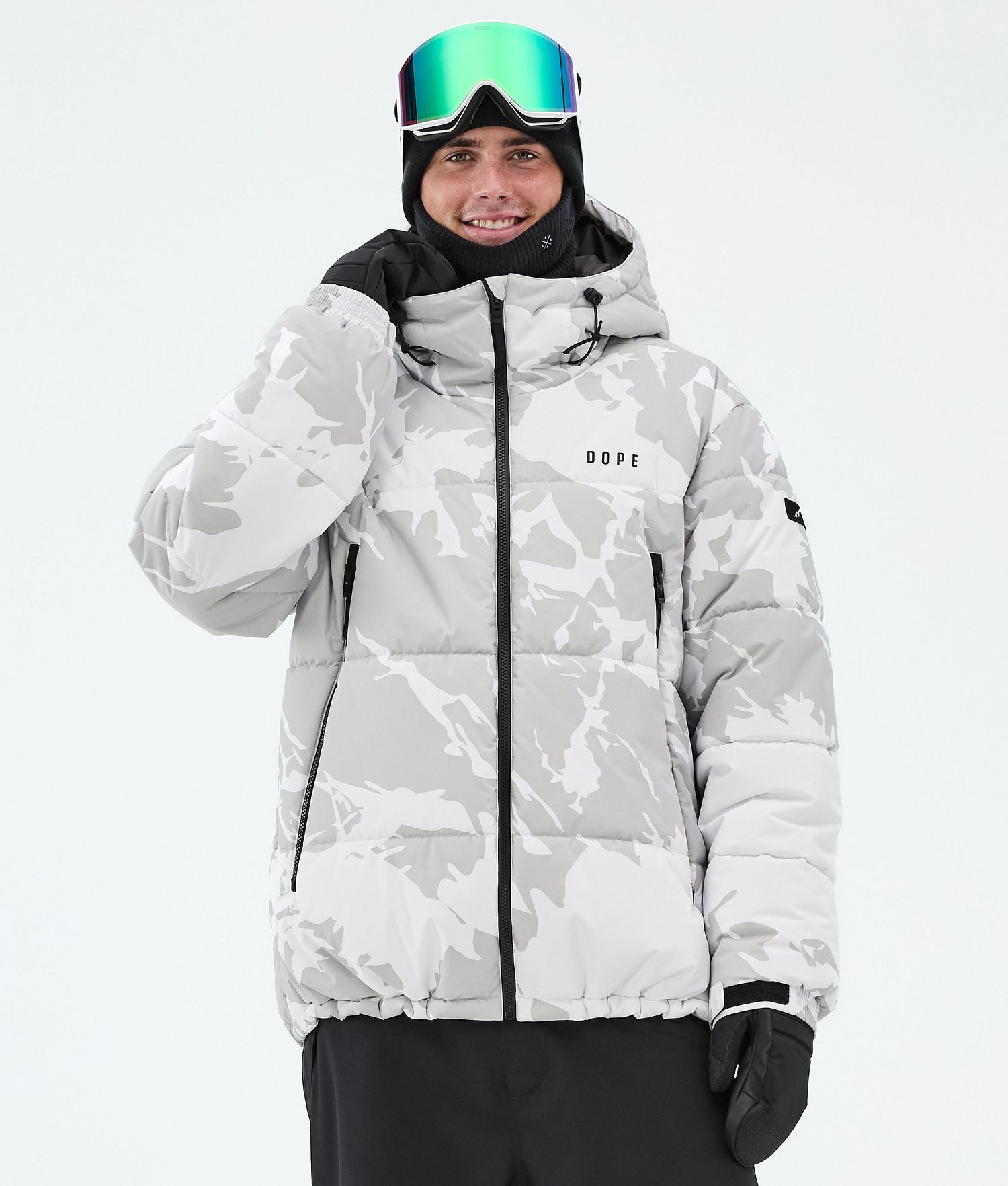 Dope Puffer Veste de ski à fermeture éclair intégrale Homme Gris Camo