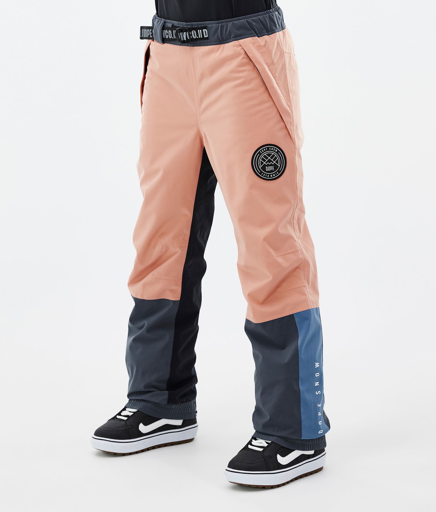 Pantalons de snowboard Dope Blizzard Track Femme Faded Peach/Bleu Acier/Noir/Bleu Métal