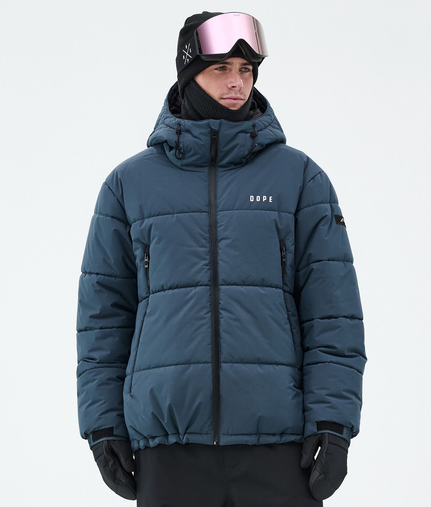 Dope Puffer Veste de Snowboard Homme à Fermeture Éclair Intégrale Bleu Métallique