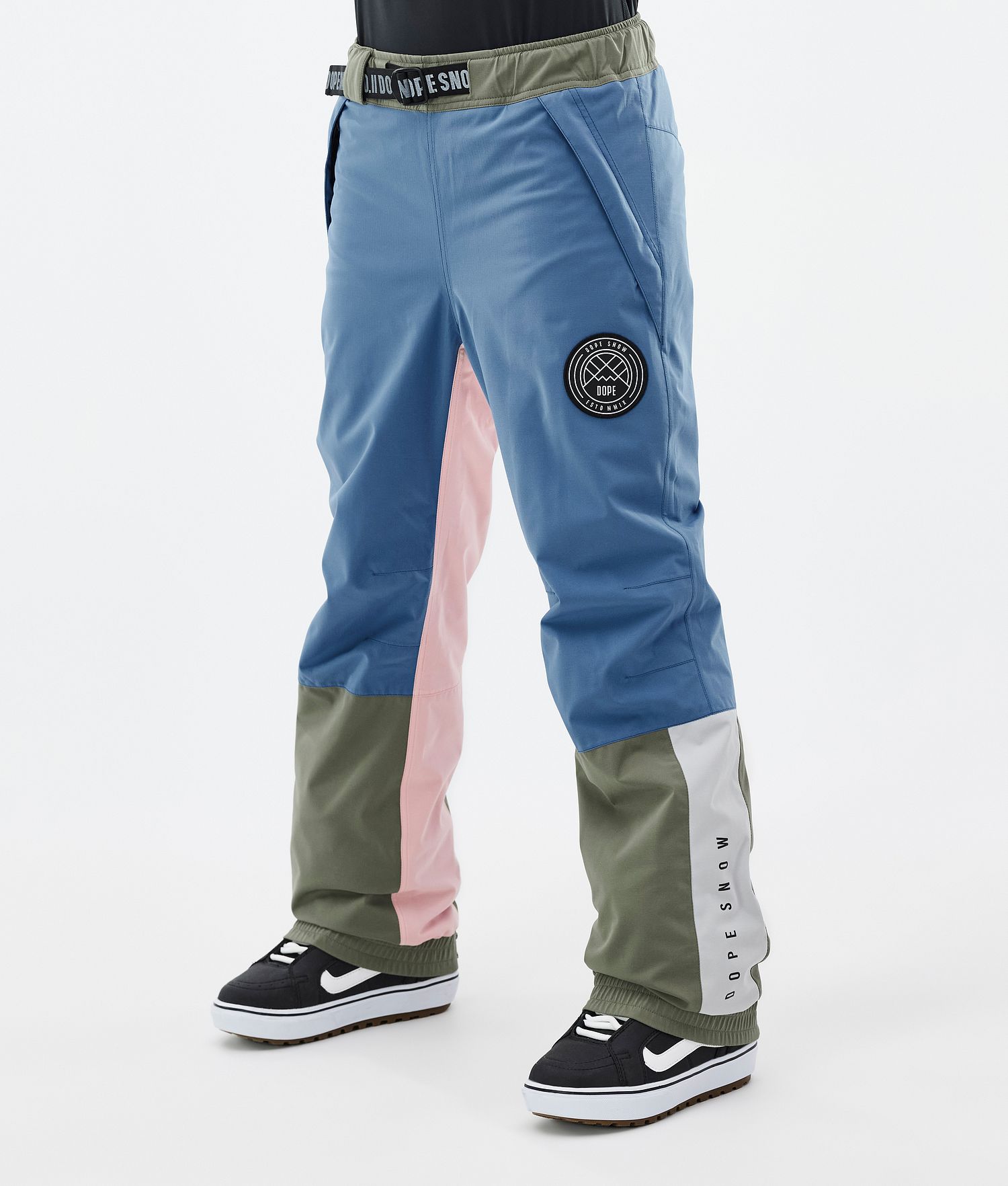 Pantalons de snowboard Dope Blizzard Track Femme Bleu Acier/Gris Clair/Pink Doux/Verte